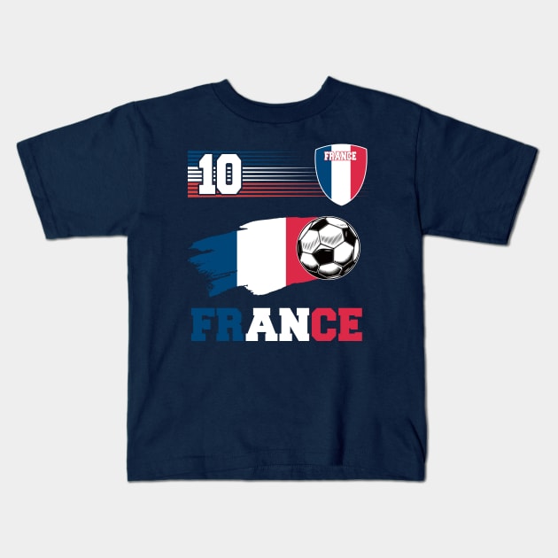 France 10 Soocer Jersey France Football Fan Soccer 2022 Kids T-Shirt by luxembourgertreatable